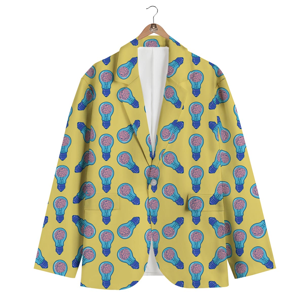Thinking Brain Pattern Print Men's Blazer-grizzshop