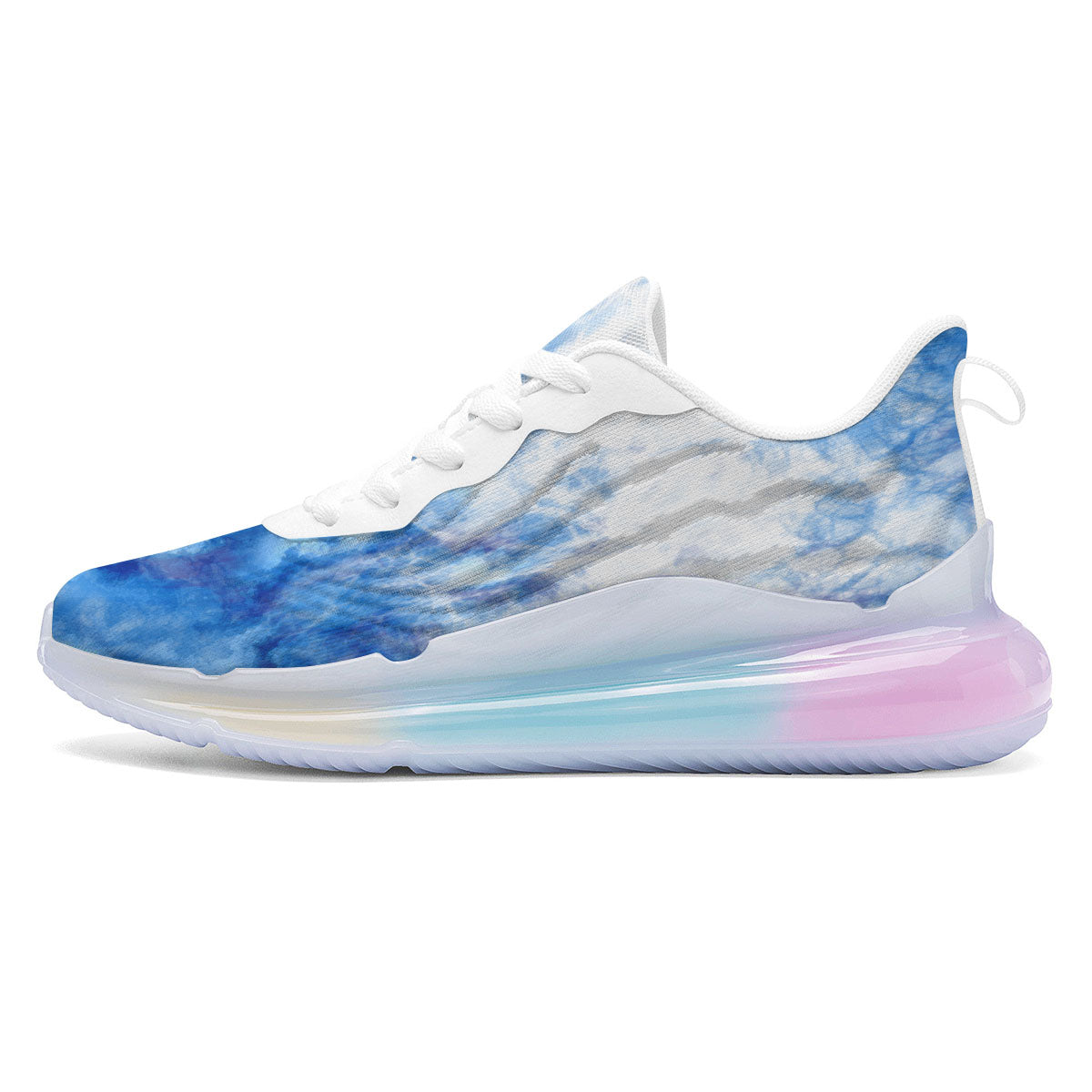 Tie Dye Acid Wash White And Blue Print Running Sneakers-grizzshop