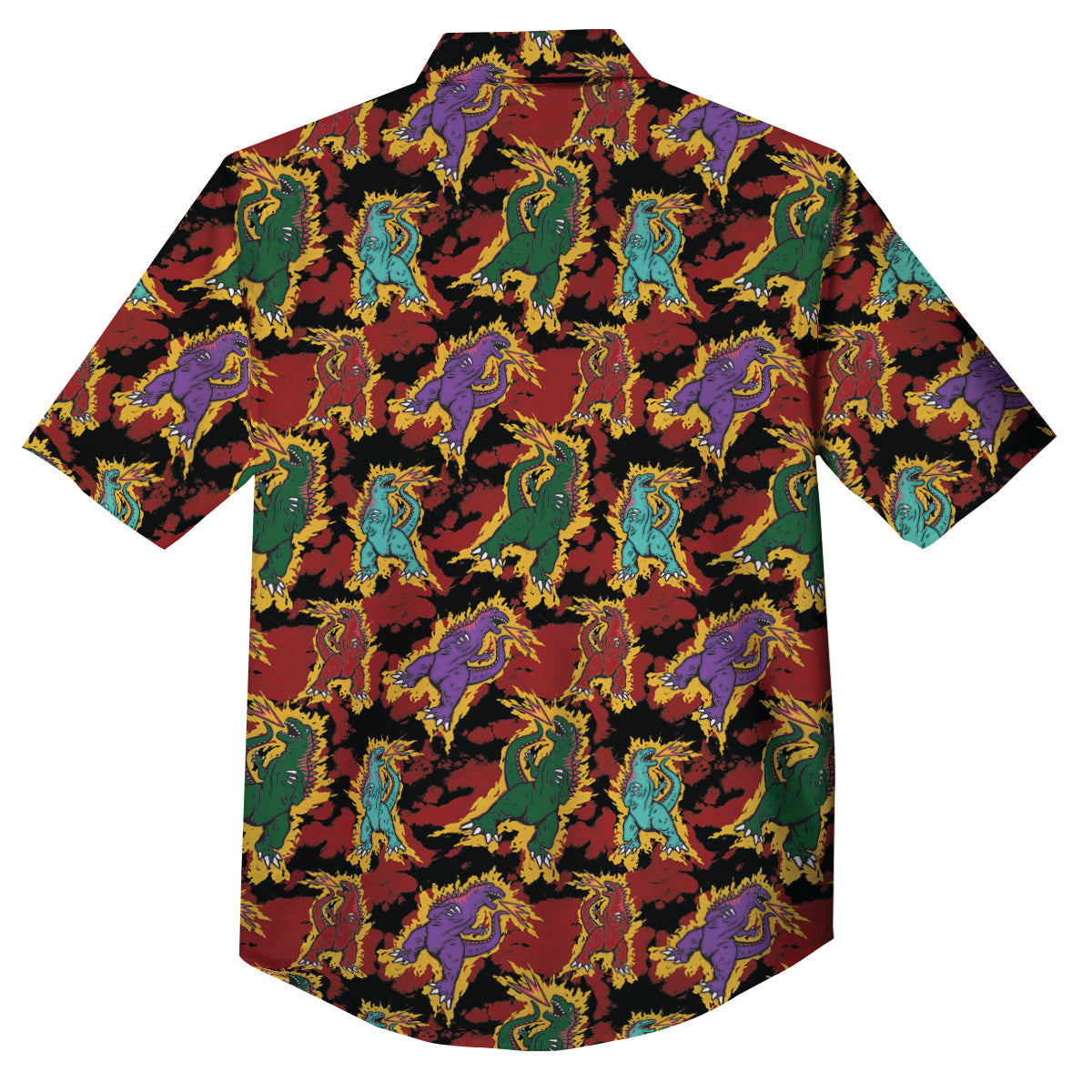 Tie Dye And Godzilla Print Pattern Button Up Shirt-grizzshop