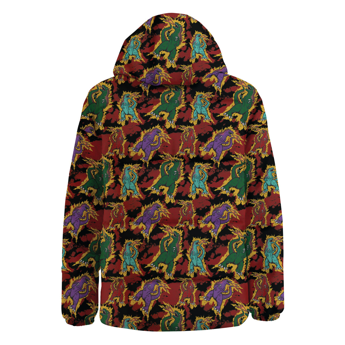 Tie Dye And Godzilla Print Pattern Down Jacket-grizzshop
