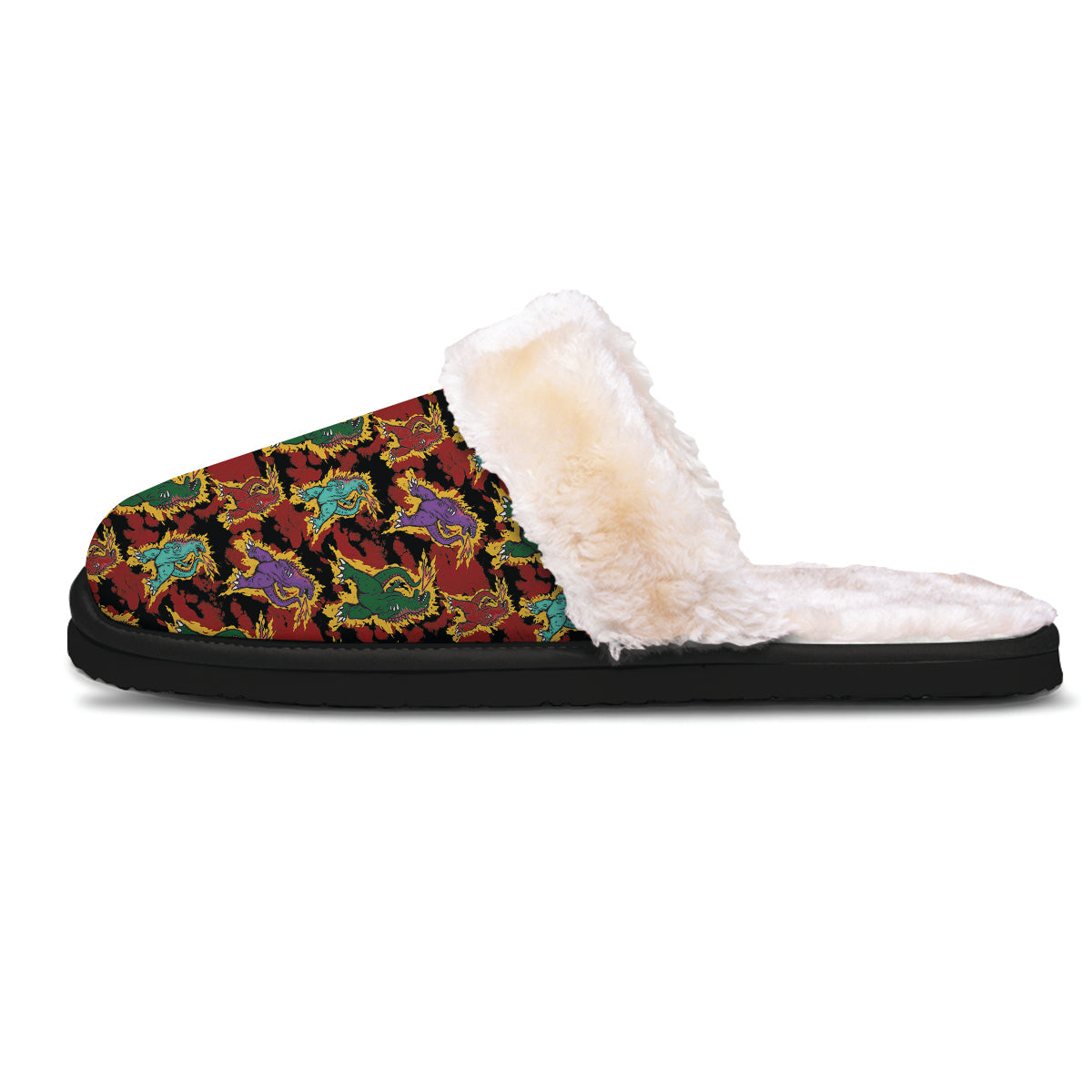Tie Dye And Godzilla Print Pattern Slippers-grizzshop