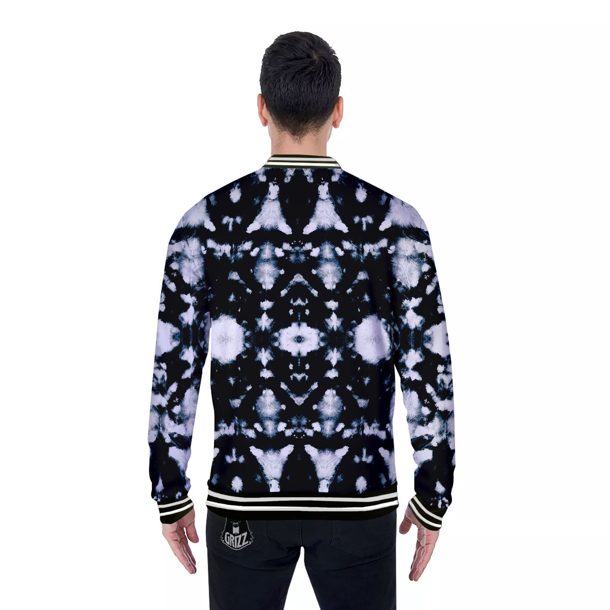 Tie Dye Black Backed Print Baseball Jacket-grizzshop