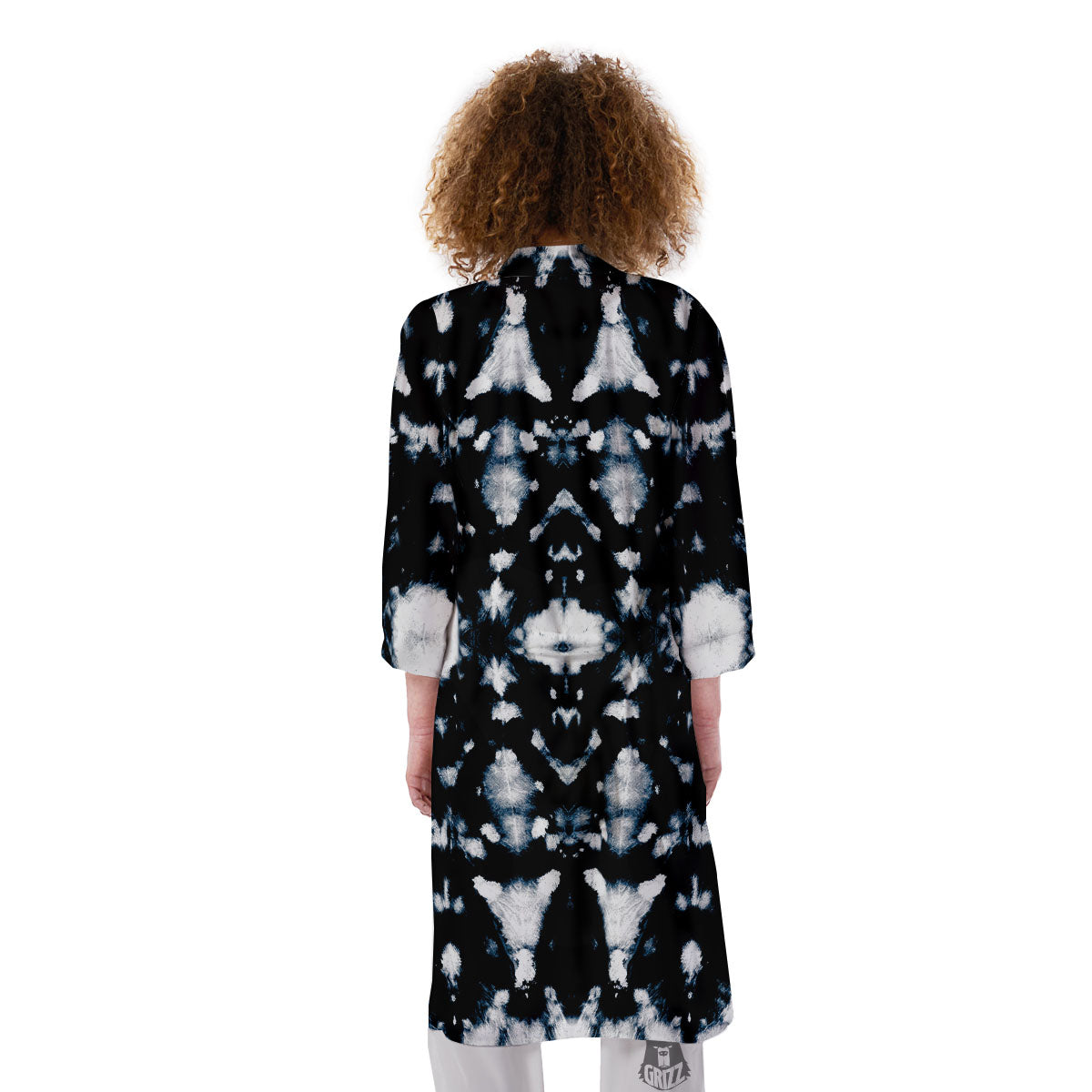 Tie Dye Black Backed Print Kimono-grizzshop