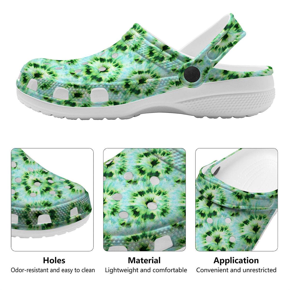 Tie Dye Black Green Watercolor Print Clog-grizzshop