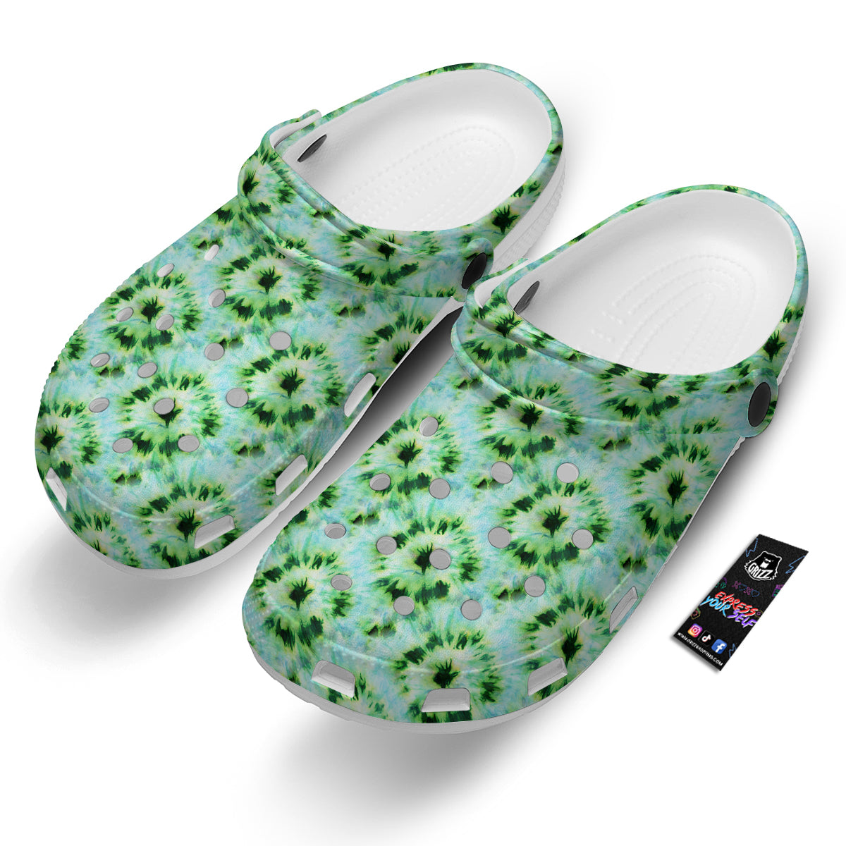 Tie Dye Black Green Watercolor Print Clog-grizzshop