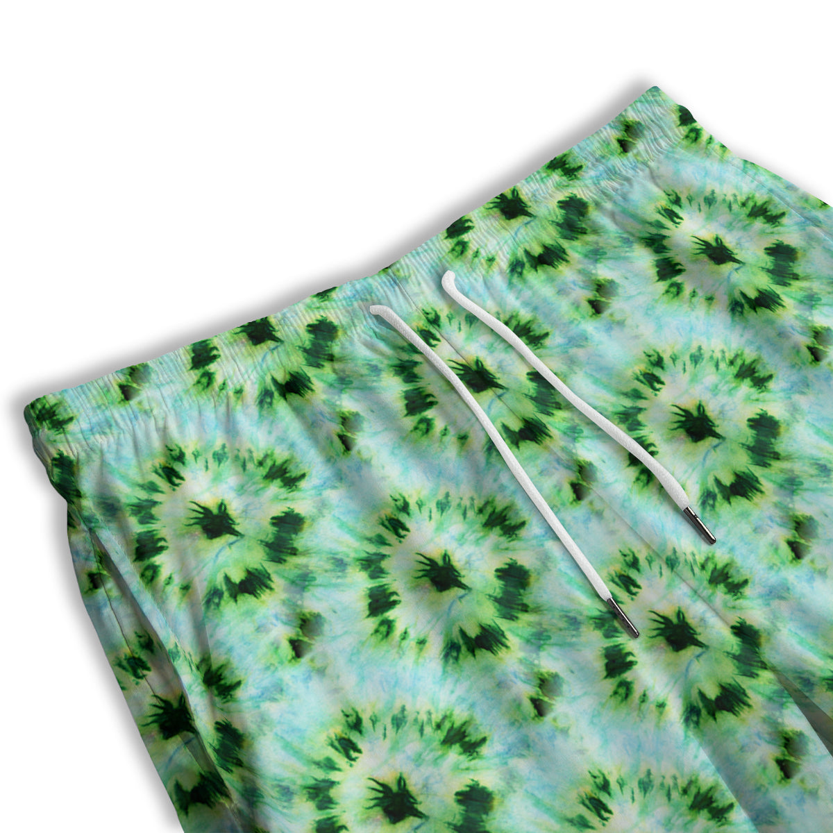 Tie Dye Black Green Watercolor Print Men's Athletic Shorts