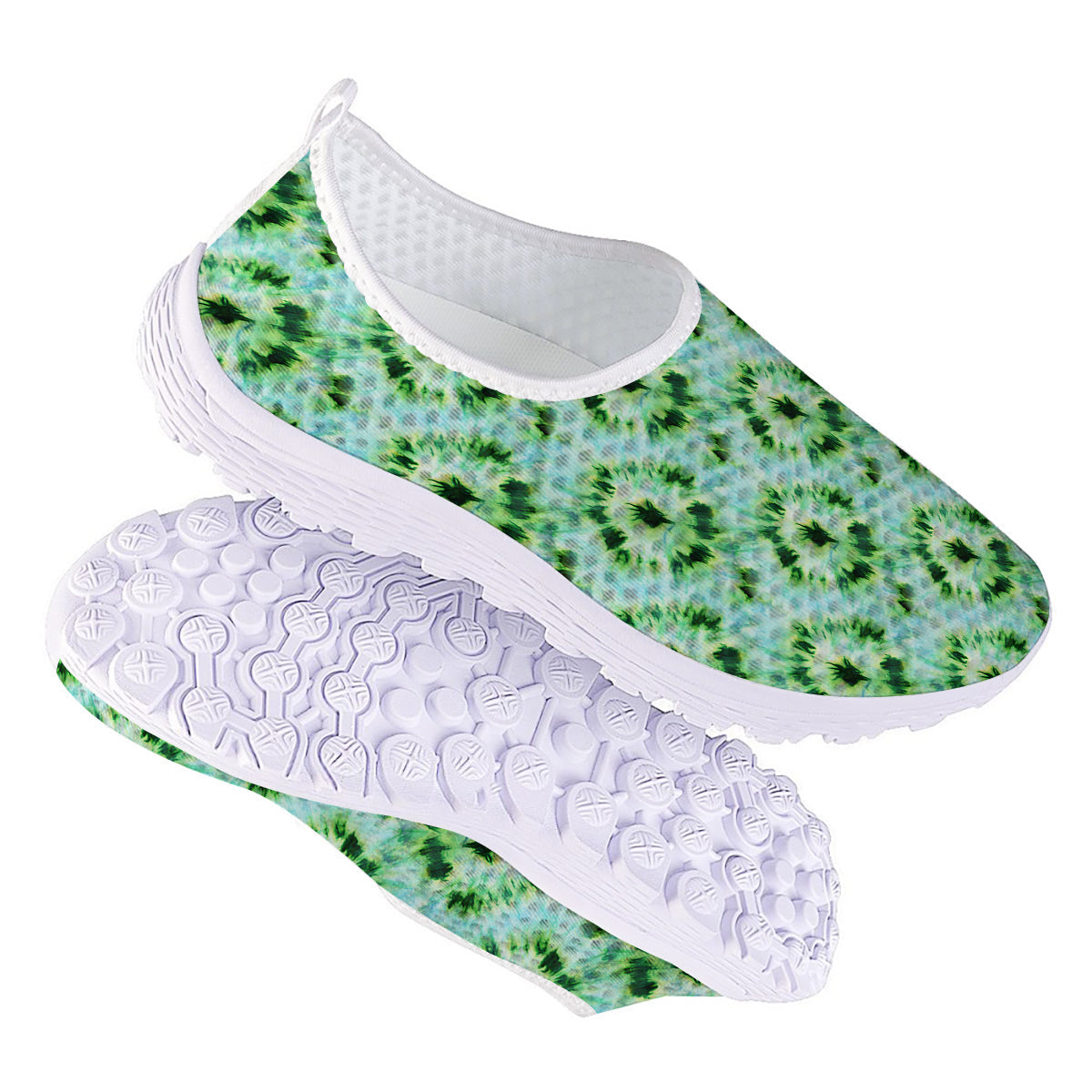Tie Dye Black Green Watercolor Print Nurse Shoes-grizzshop