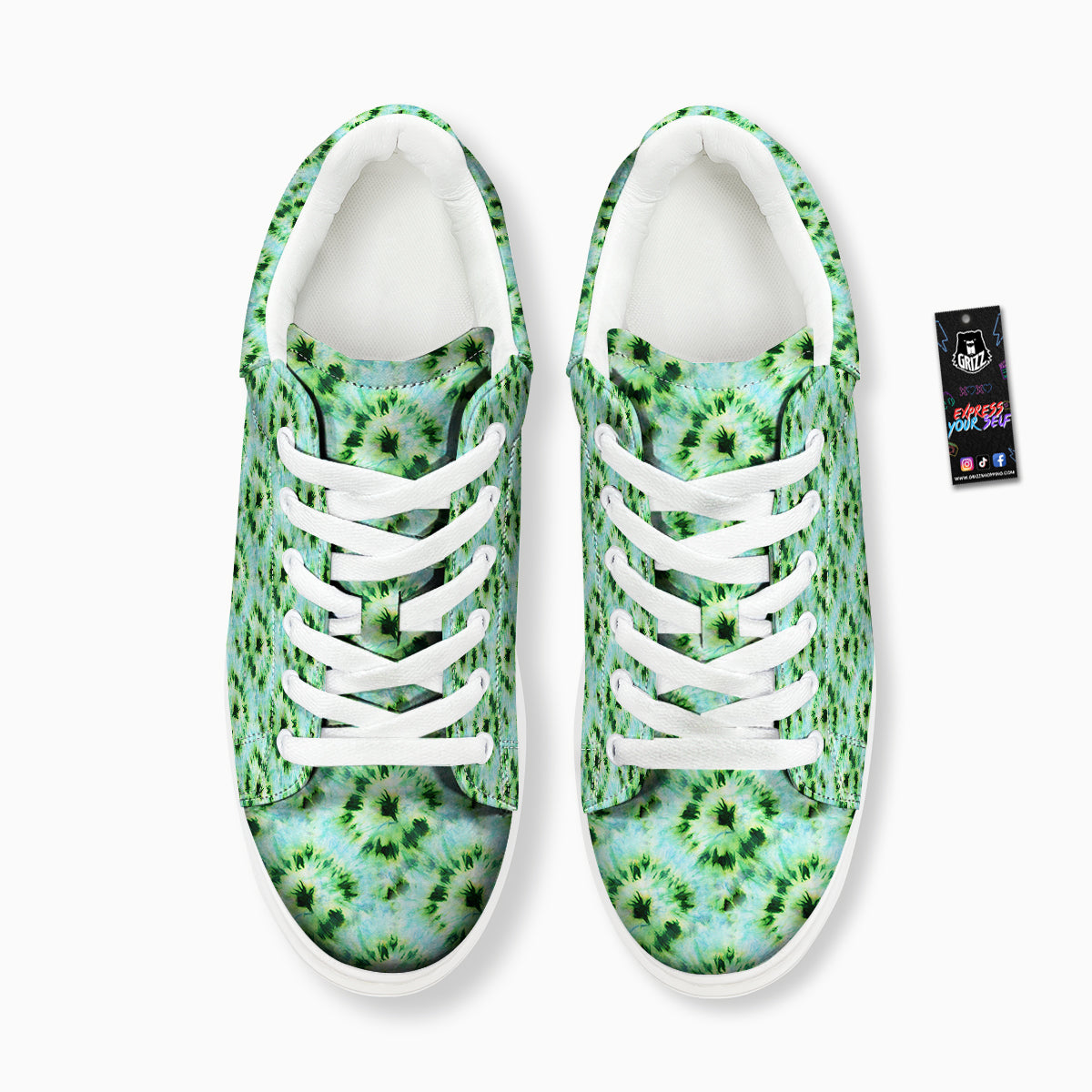 Tie Dye Black Green Watercolor Print Platform Shoes-grizzshop
