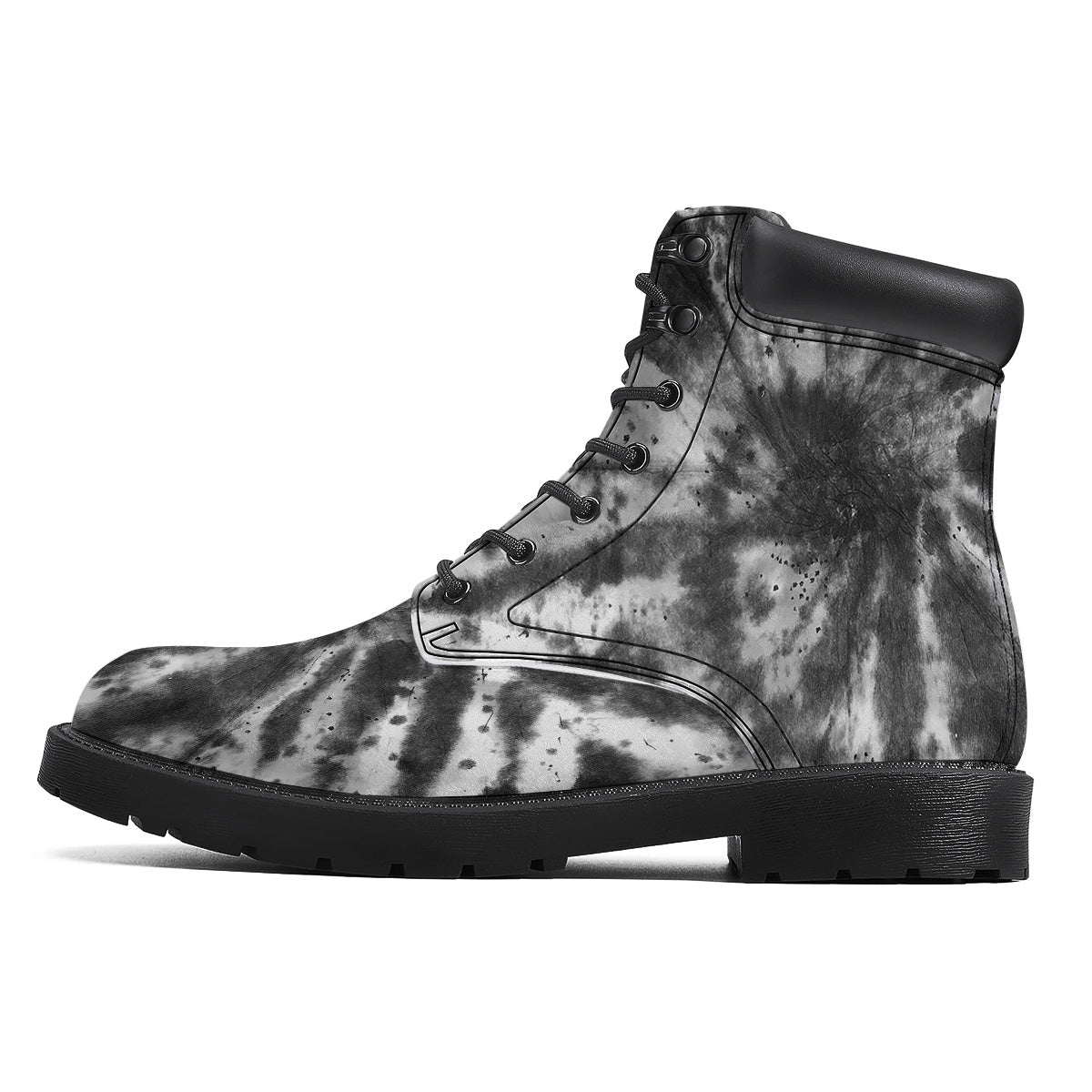 Tie Dye Black White Print Pattern Boots-grizzshop