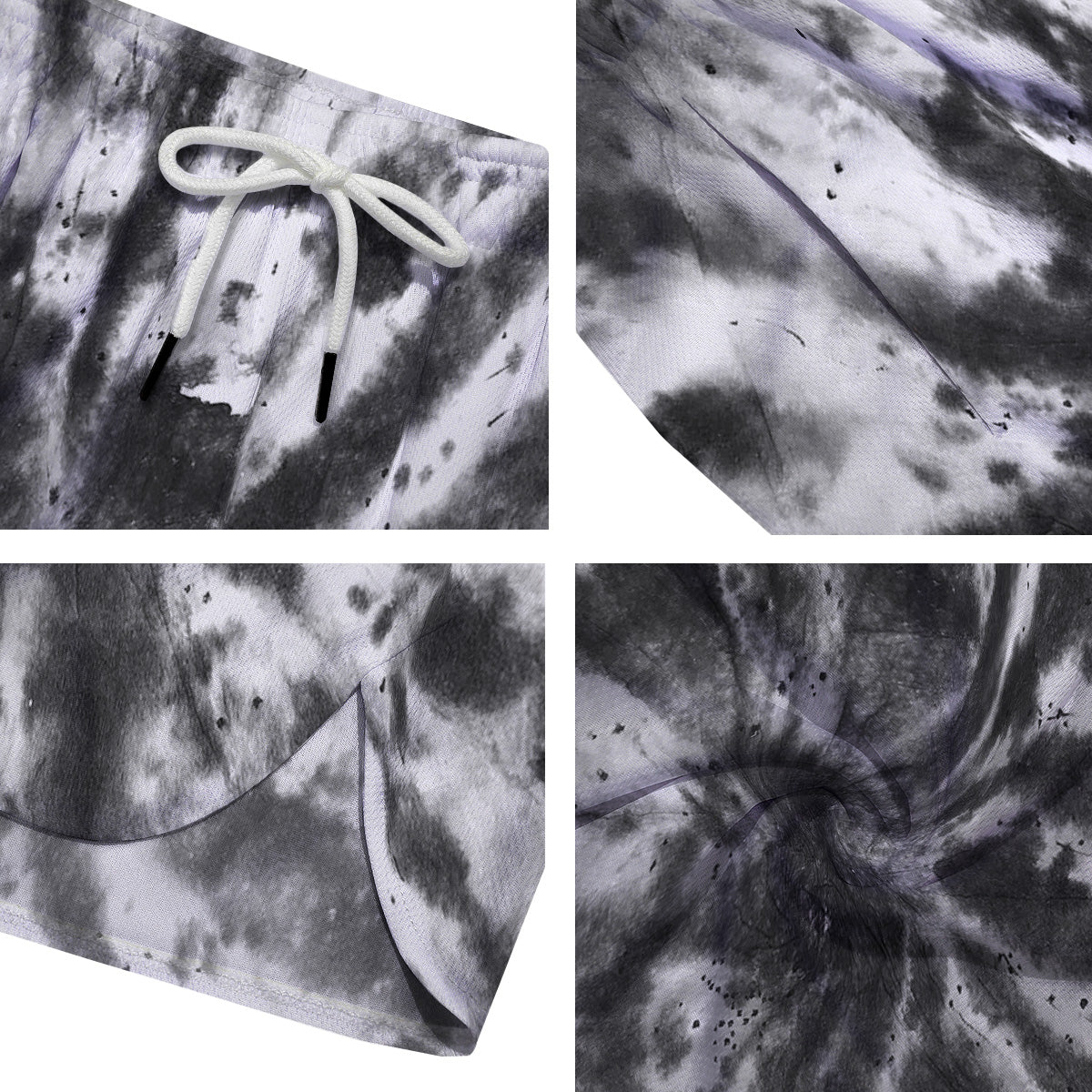 Tie Dye Black White Print Pattern Men's Running Shorts-grizzshop
