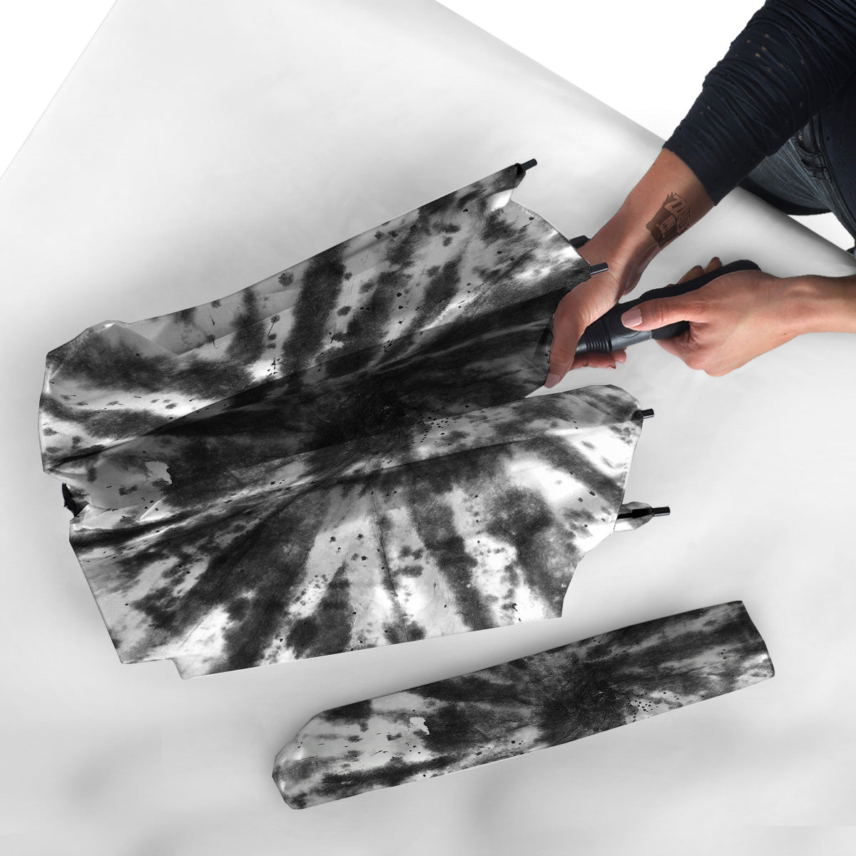 Tie Dye Black White Print Pattern Umbrella-grizzshop