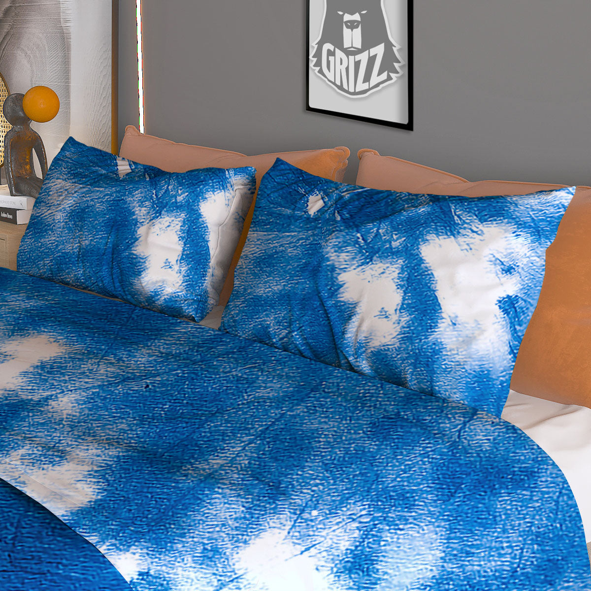Tie Dye Blue And White Print Duvet Cover Bedding Set