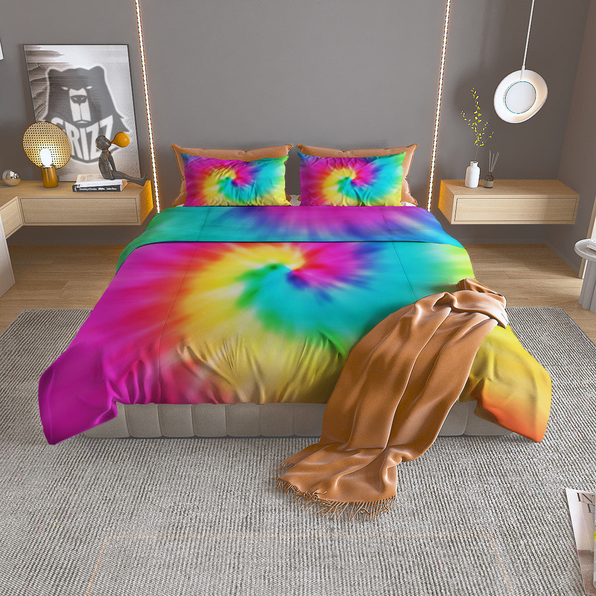 Tattersall Dark Blue Print Pattern Duvet Cover Bedding Set