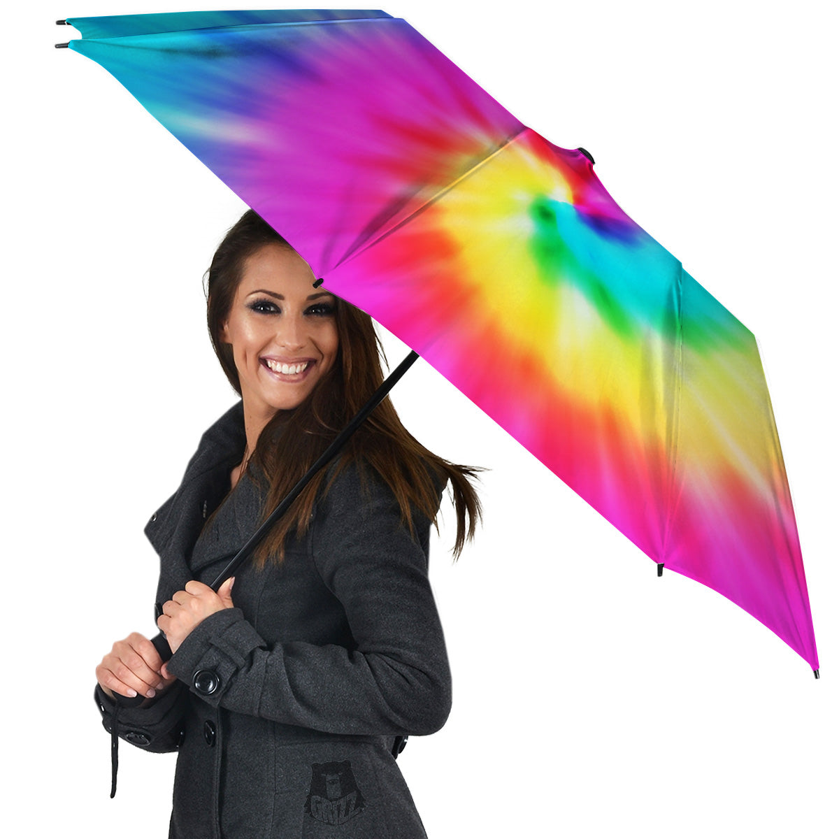 Tie Dye Blue Pink And Yellow Print Umbrella-grizzshop