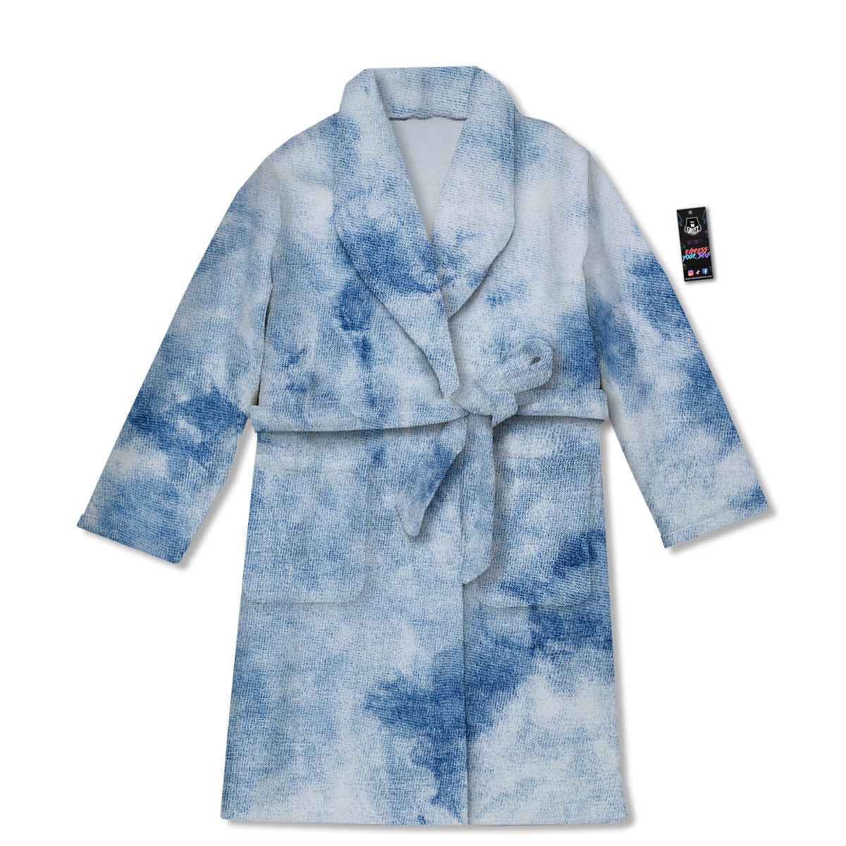 Tie Dye Blue Print Bathrobe-grizzshop