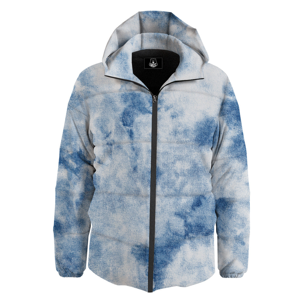 Tie Dye Blue Print Down Jacket-grizzshop