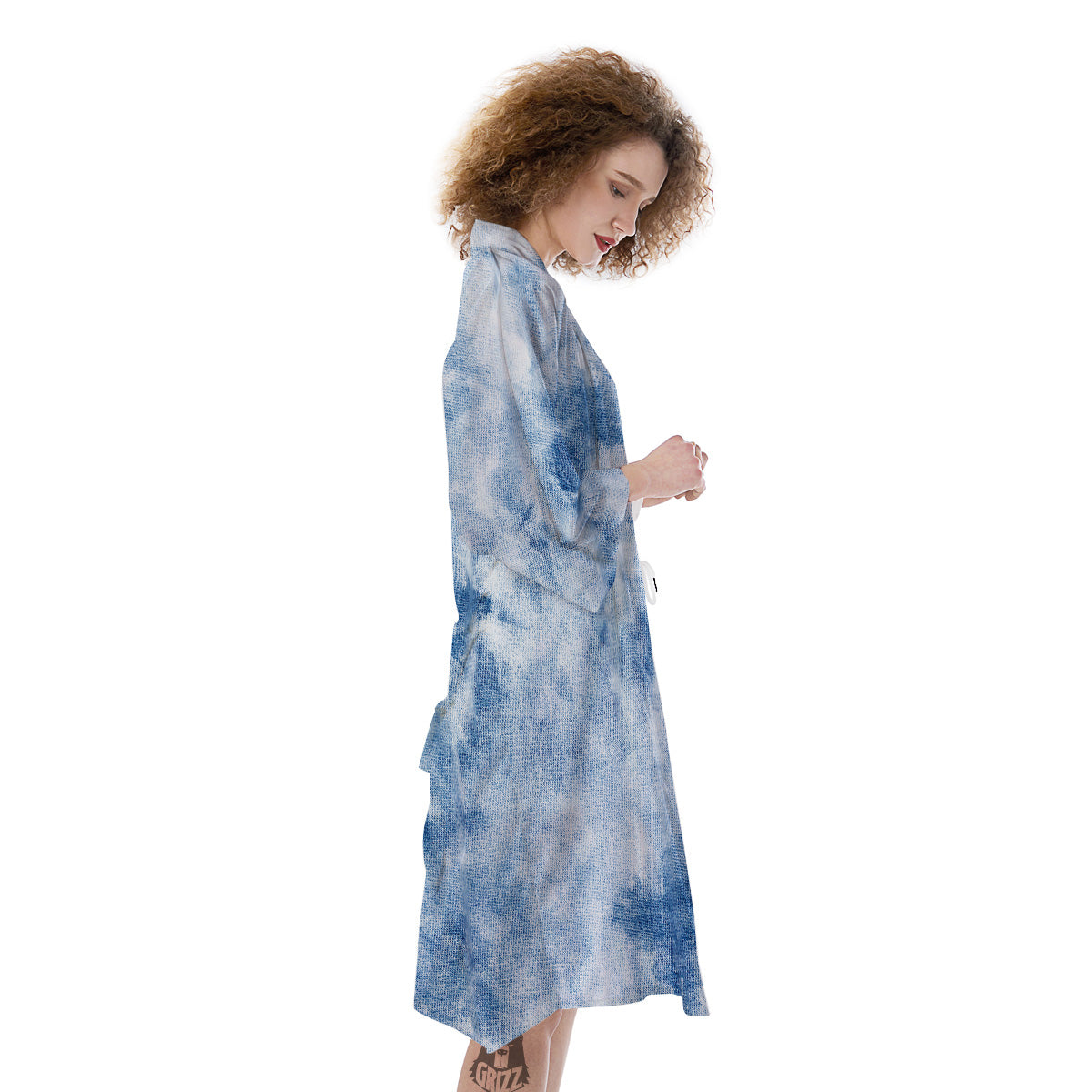 Tie Dye Blue Print Kimono-grizzshop