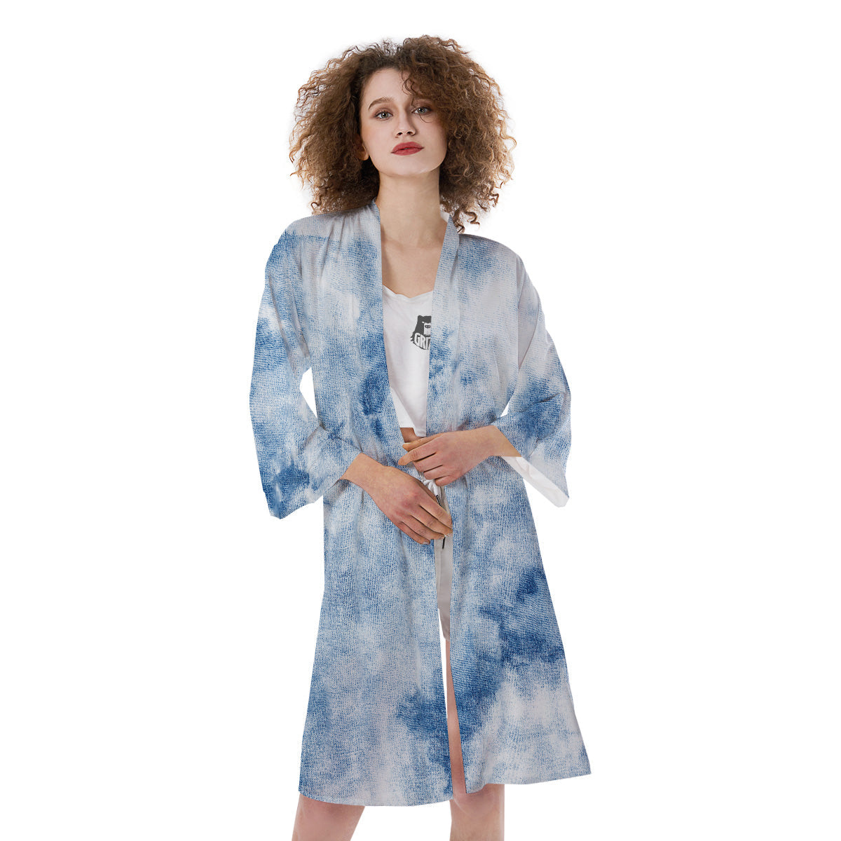 Tie Dye Blue Print Kimono-grizzshop