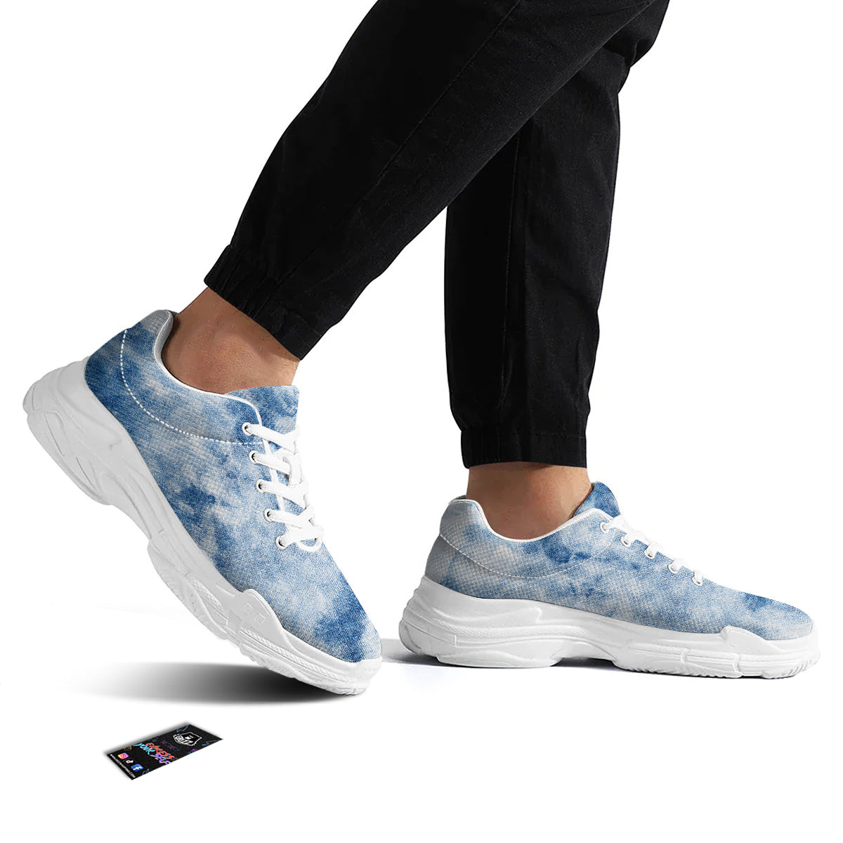 Tie Dye Blue Print White Chunky Shoes-grizzshop