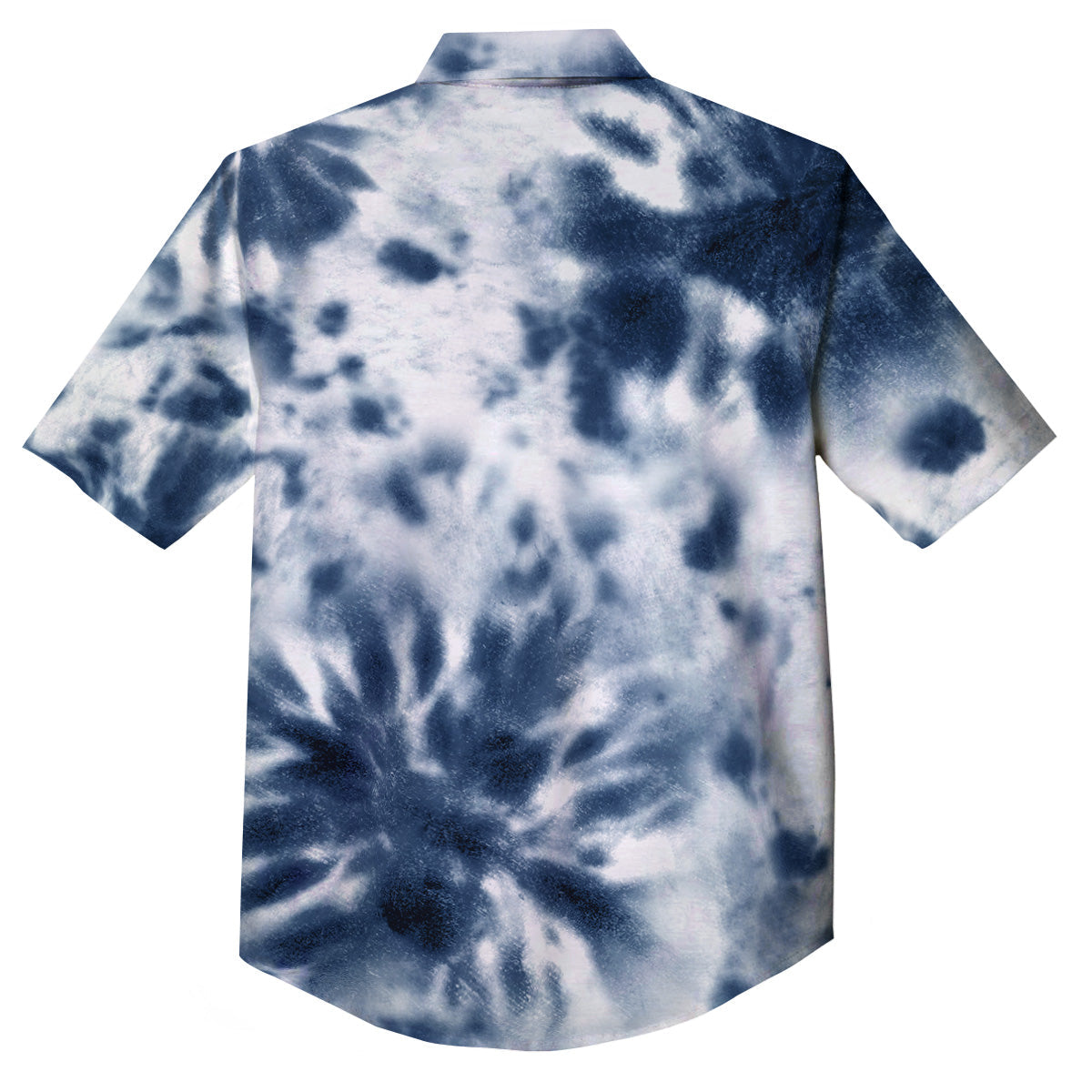 Tie Dye Blue Shibori Print Button Up Shirt-grizzshop