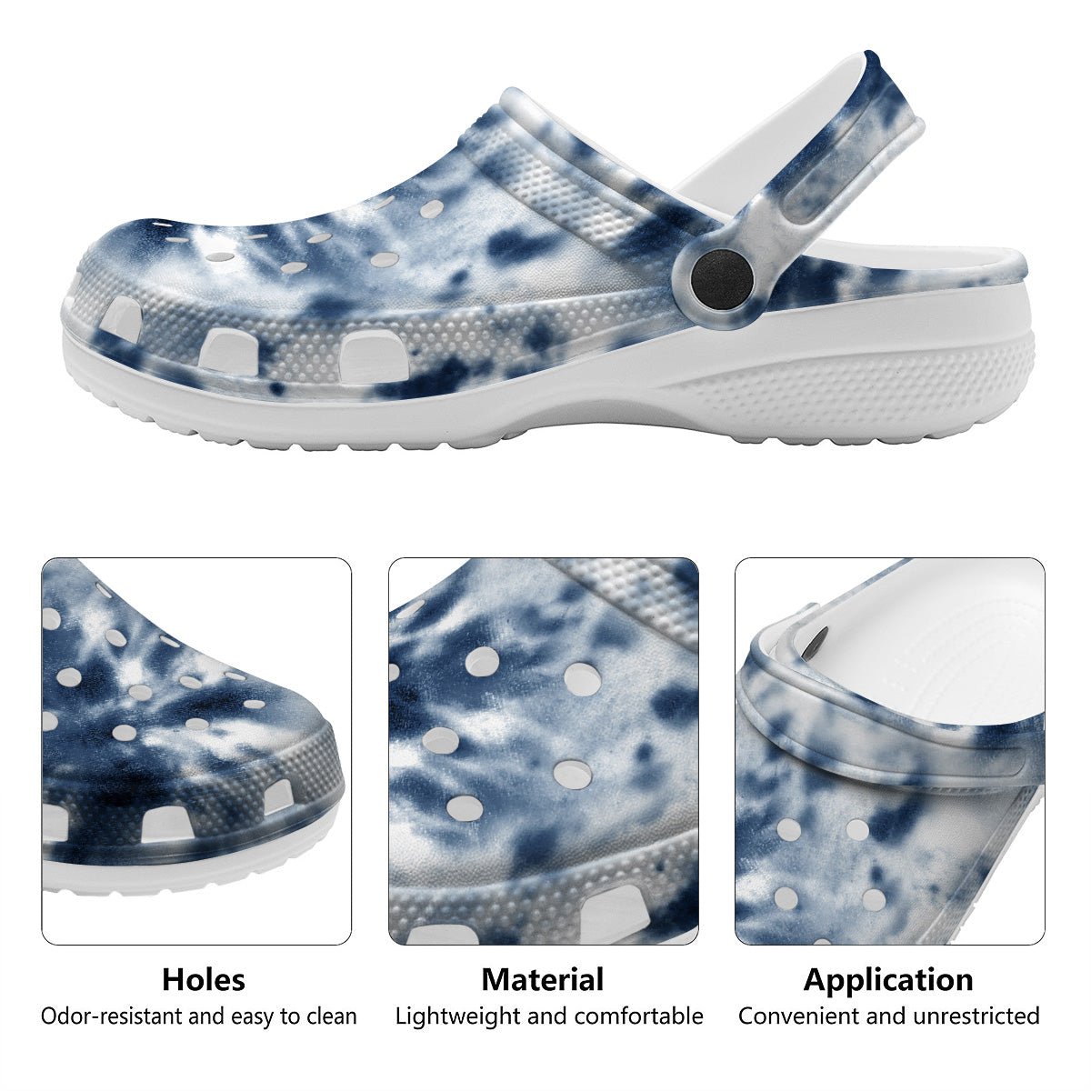 Tie Dye Blue Shibori Print Clog-grizzshop