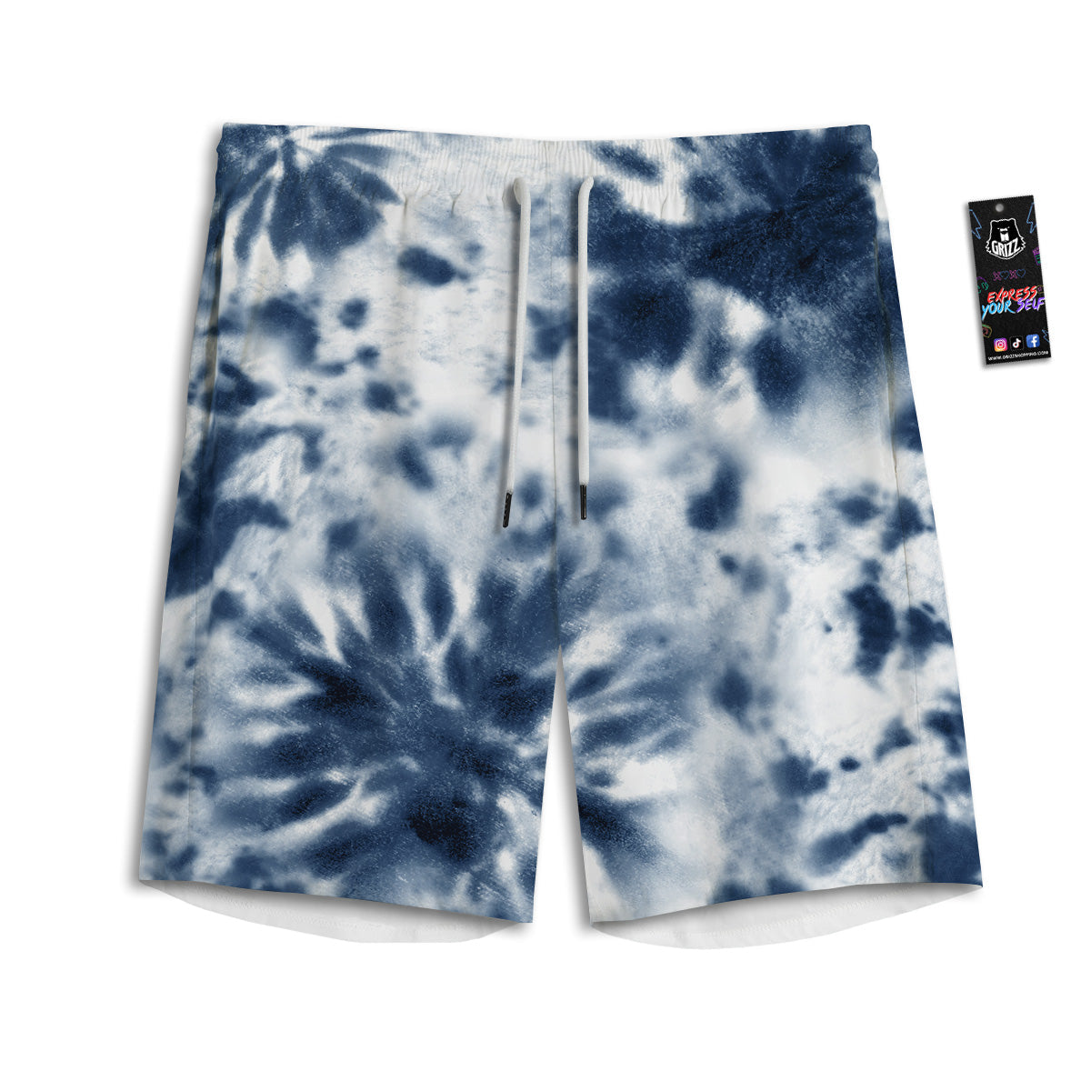 Tie Dye Blue Shibori Print Men's Athletic Shorts
