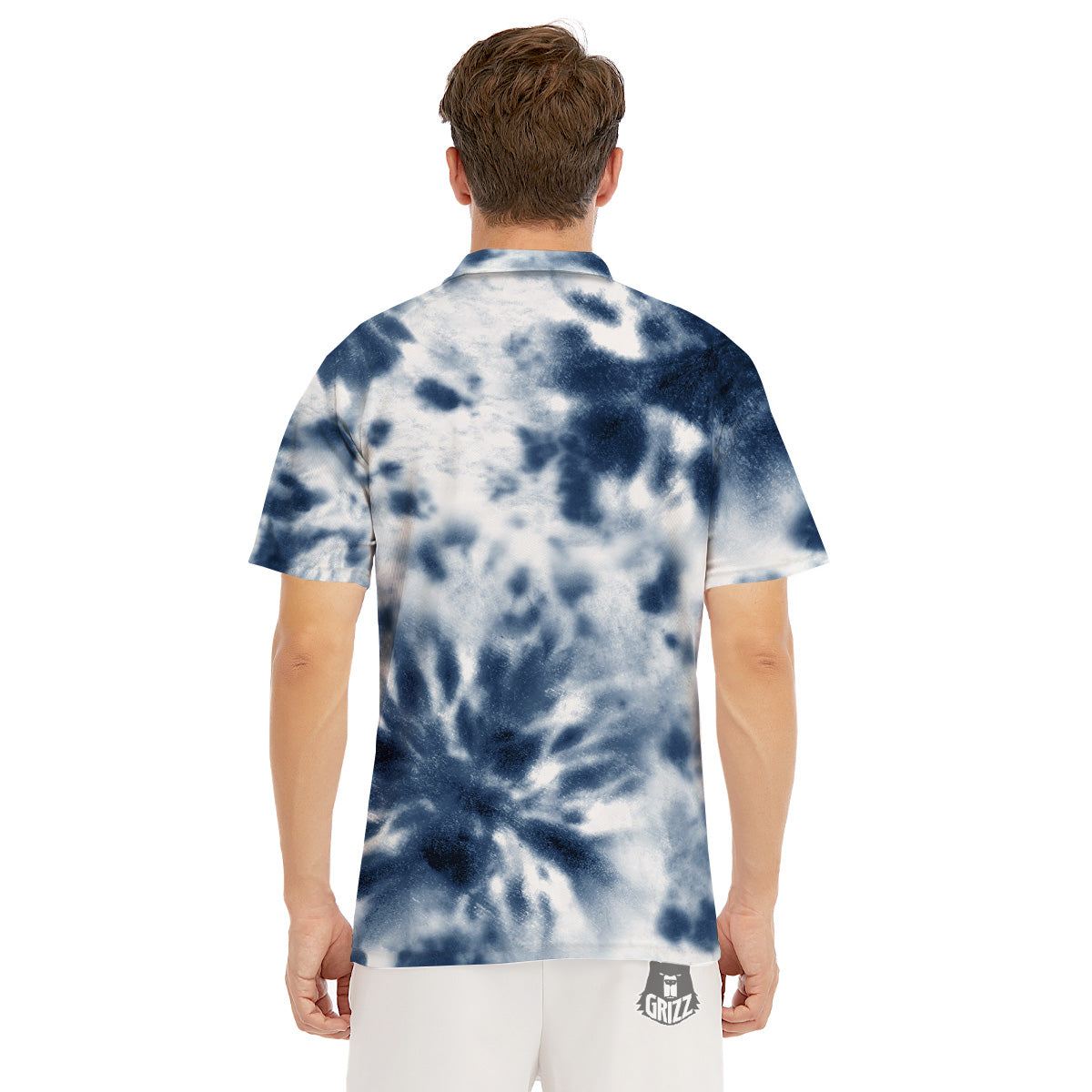 Tie Dye Blue Shibori Print Men's Golf Shirts-grizzshop
