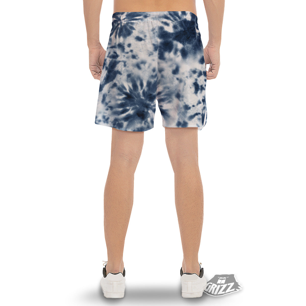 Tie Dye Blue Shibori Print Men's Gym Shorts-grizzshop