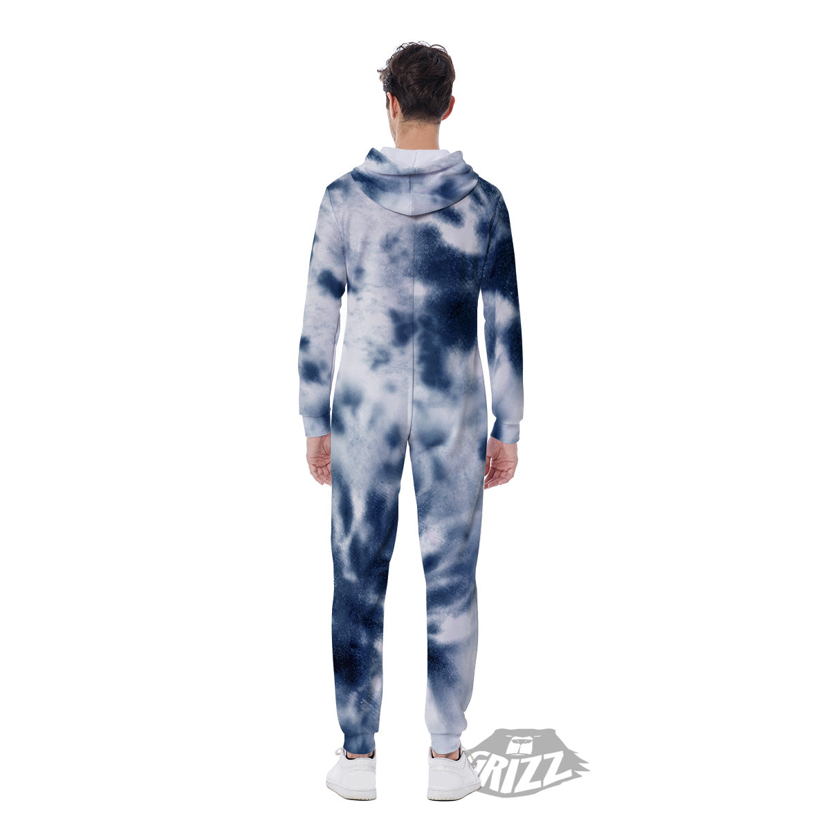 Tie Dye Blue Shibori Print Men's Jumpsuit-grizzshop