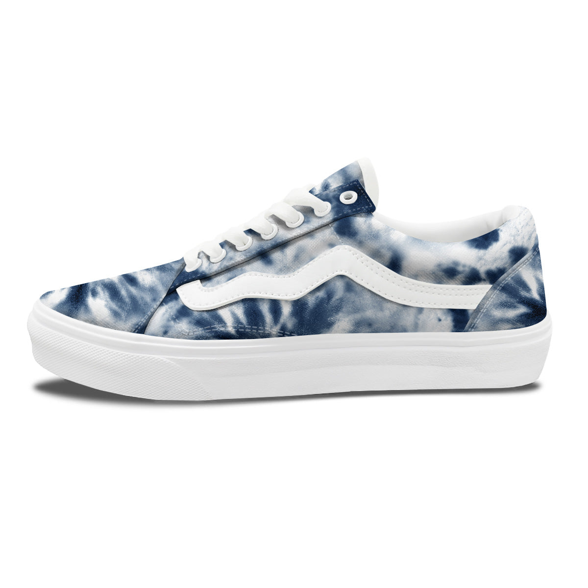 Tie Dye Blue Shibori Print Skate Shoes-grizzshop