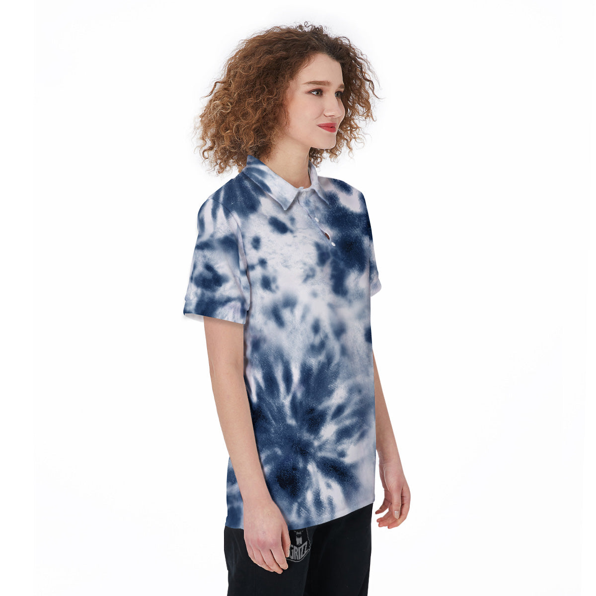 Tie Dye Blue Shibori Print Women's Golf Shirts-grizzshop