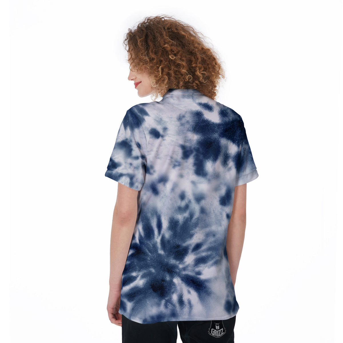 Tie Dye Blue Shibori Print Women's Golf Shirts-grizzshop