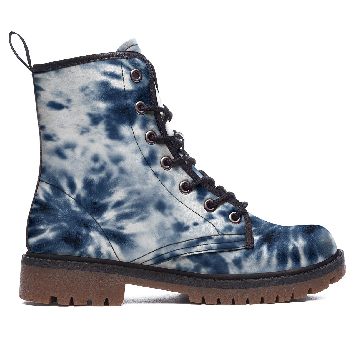 Tie Dye Blue Shibori Print Work Boots-grizzshop