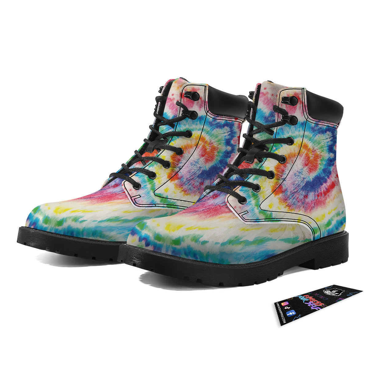 Tie Dye Bright Spiral Print Boots-grizzshop