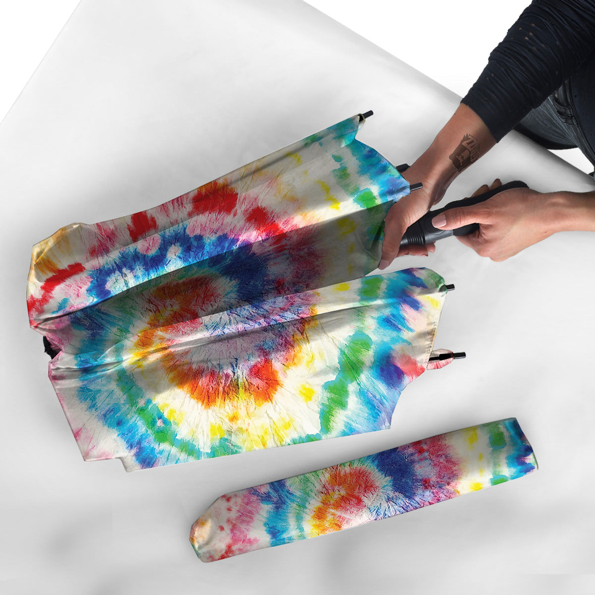 Tie Dye Bright Spiral Print Umbrella-grizzshop