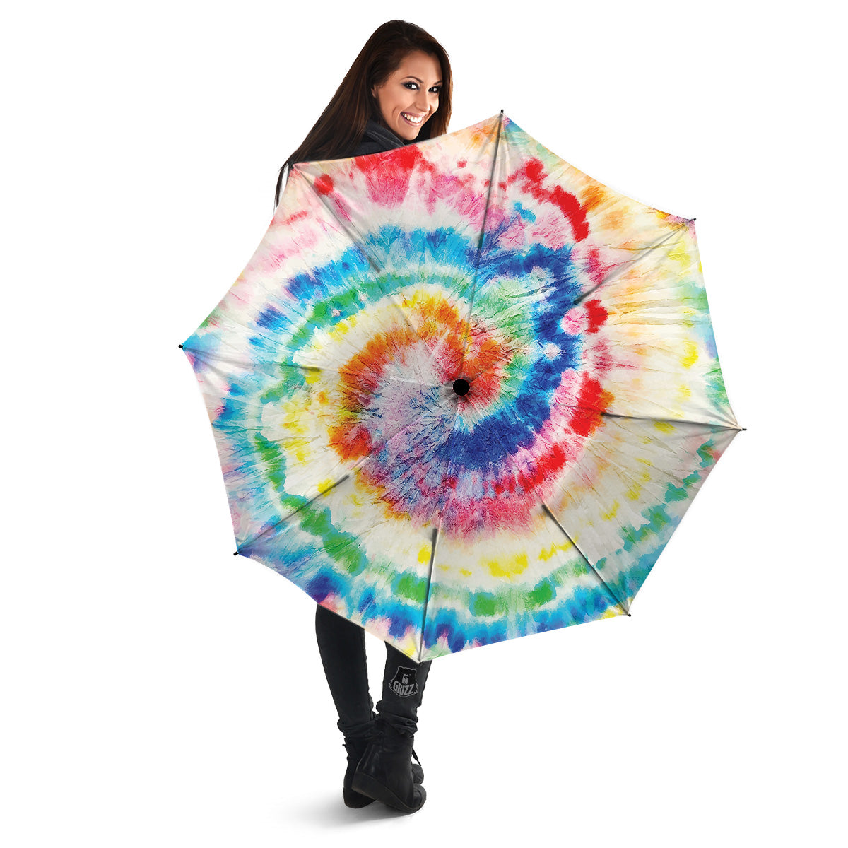 Tie Dye Bright Spiral Print Umbrella-grizzshop