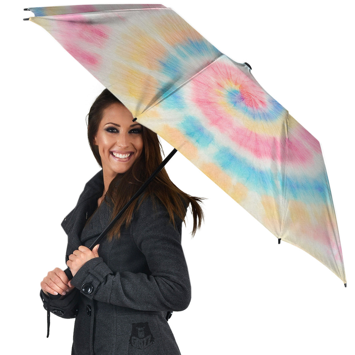 Tie Dye Bright Swirl Print Umbrella-grizzshop