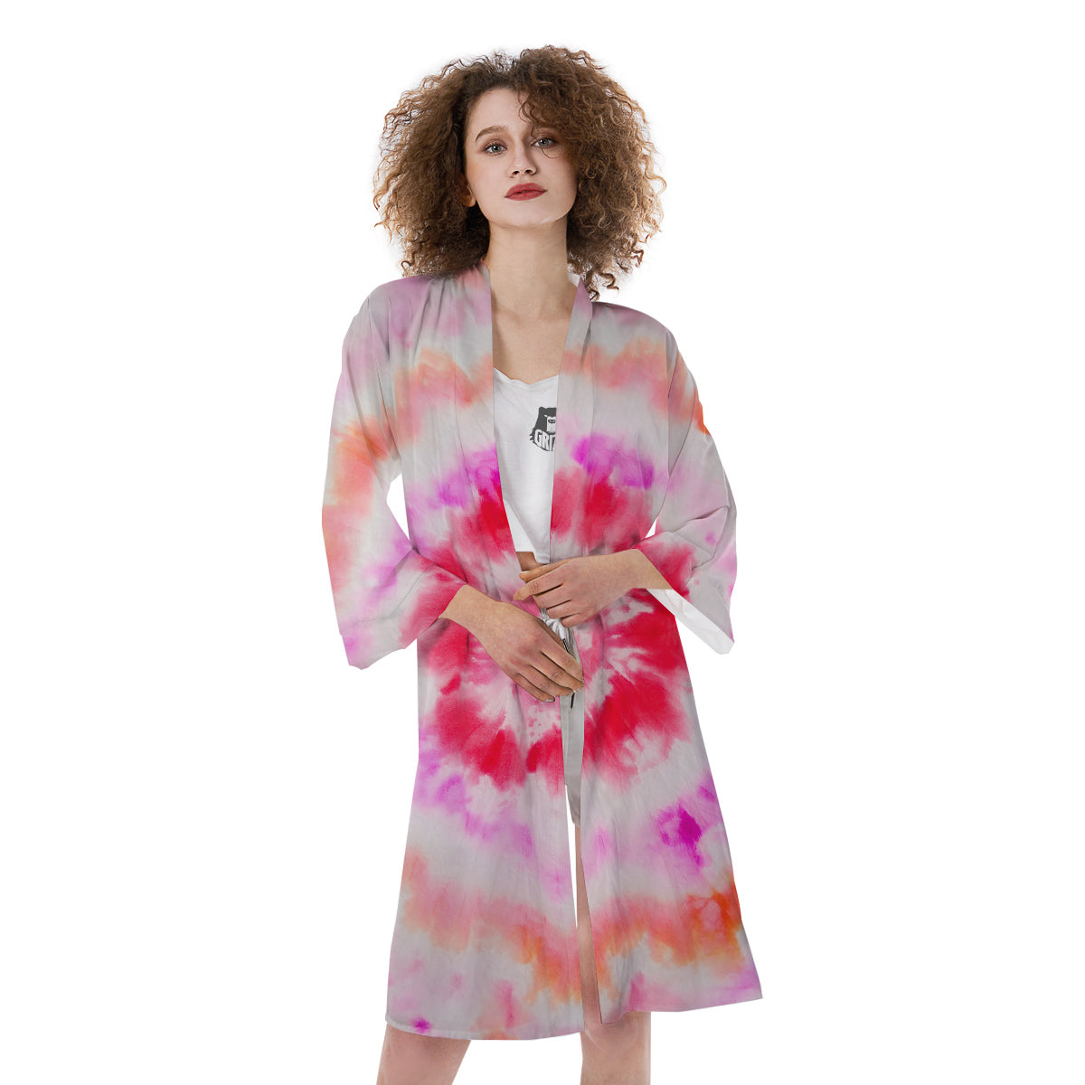 Tie Dye Circle Print Kimono-grizzshop