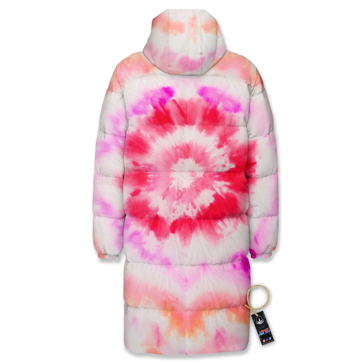 Tie Dye Circle Print Long Down Jacket-grizzshop