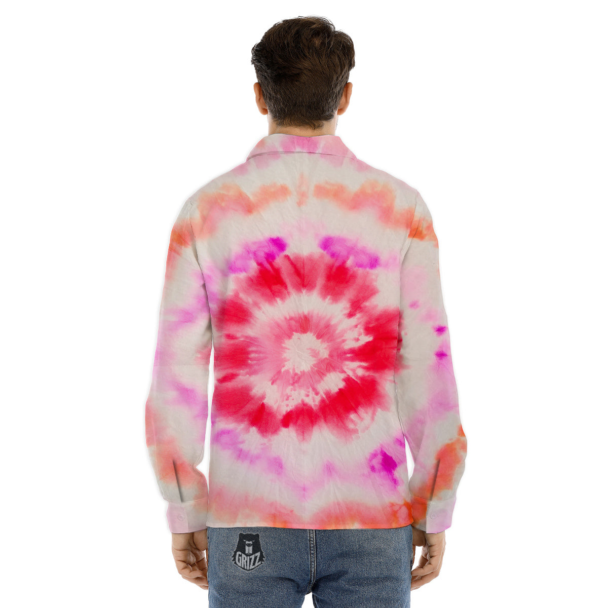 Tie Dye Circle Print Men's Dress Shirts-grizzshop
