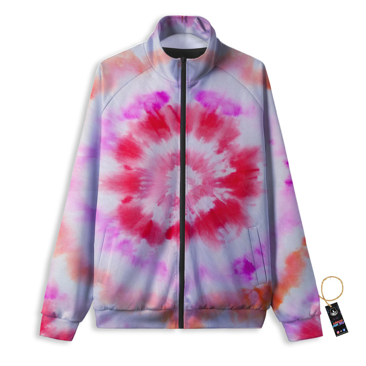 Tie Dye Circle Print Track Jacket-grizzshop