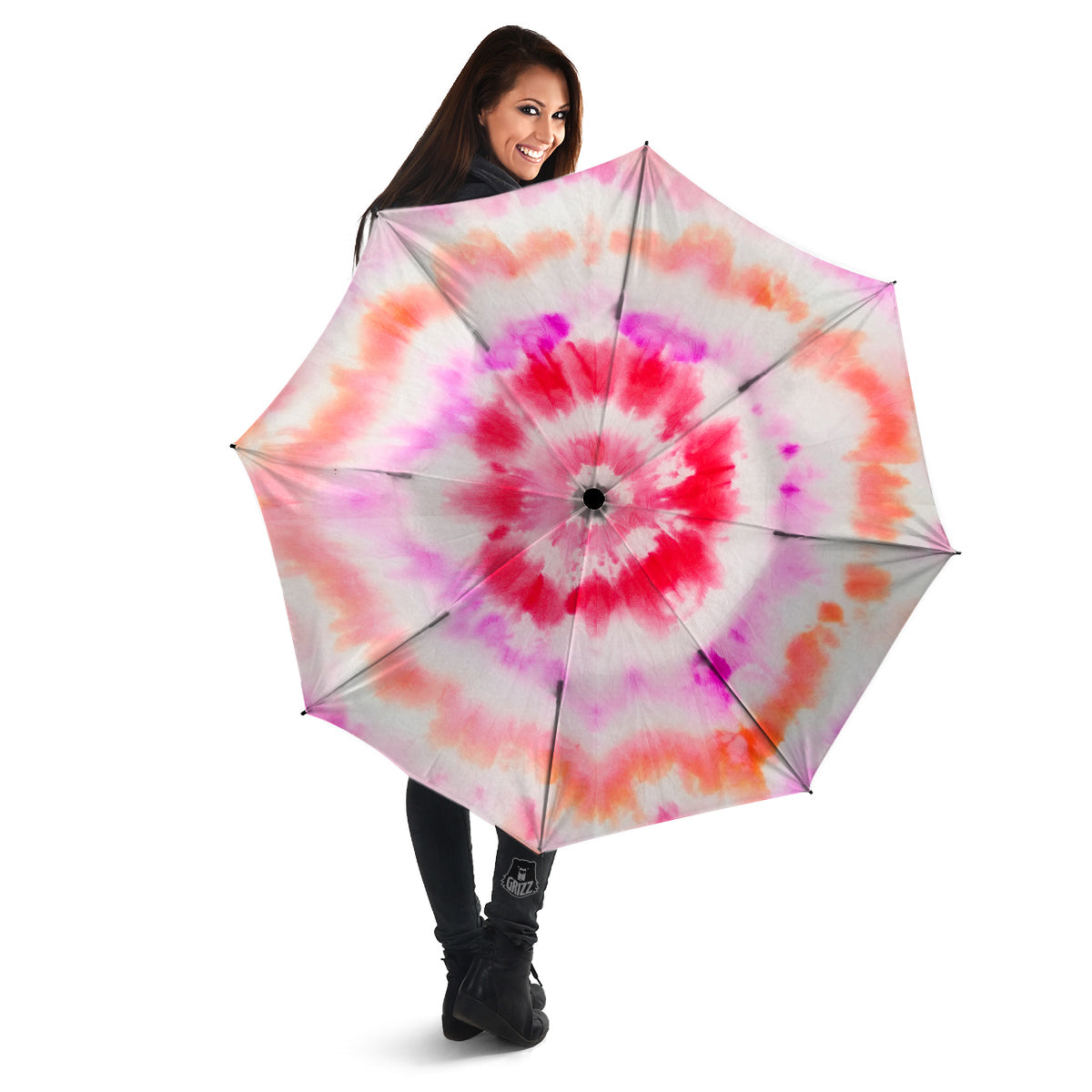 Tie Dye Circle Print Umbrella-grizzshop