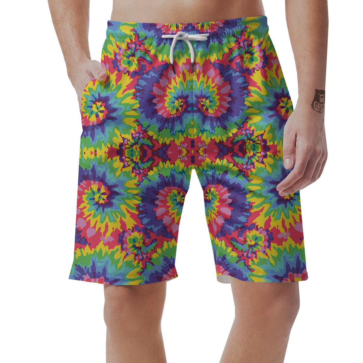 Tie Dye Colorful Abstract Print Pattern Men's Shorts-grizzshop