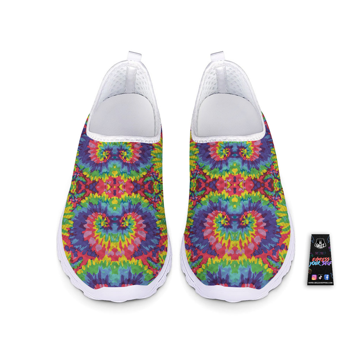 Tie Dye Colorful Abstract Print Pattern Nurse Shoes-grizzshop