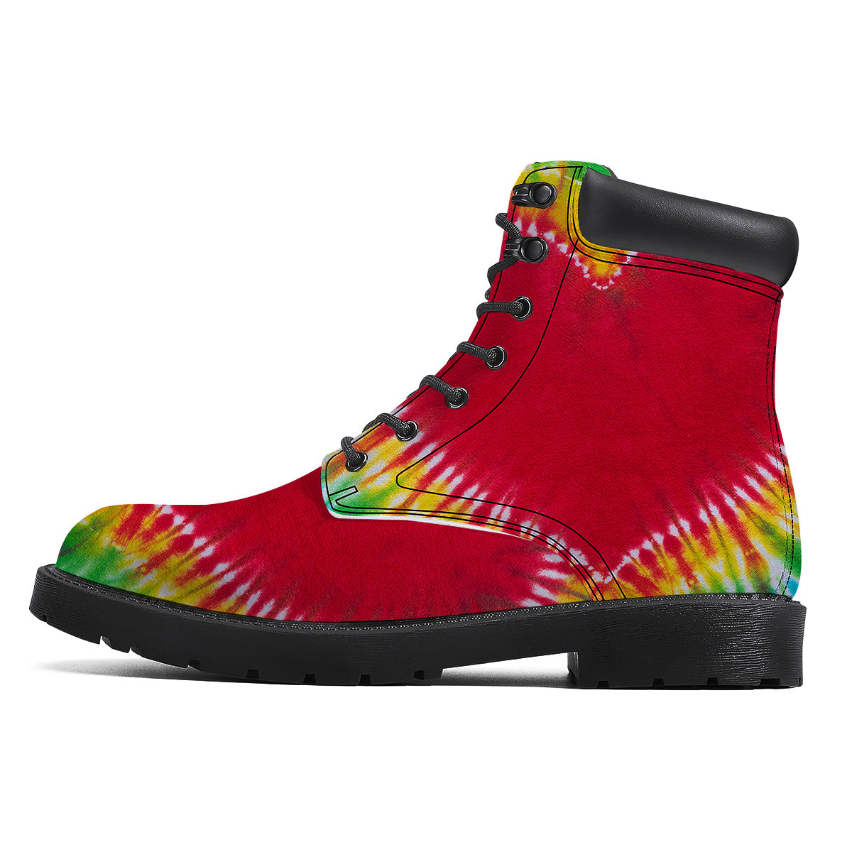 Tie Dye Colorful Heart Print Boots-grizzshop