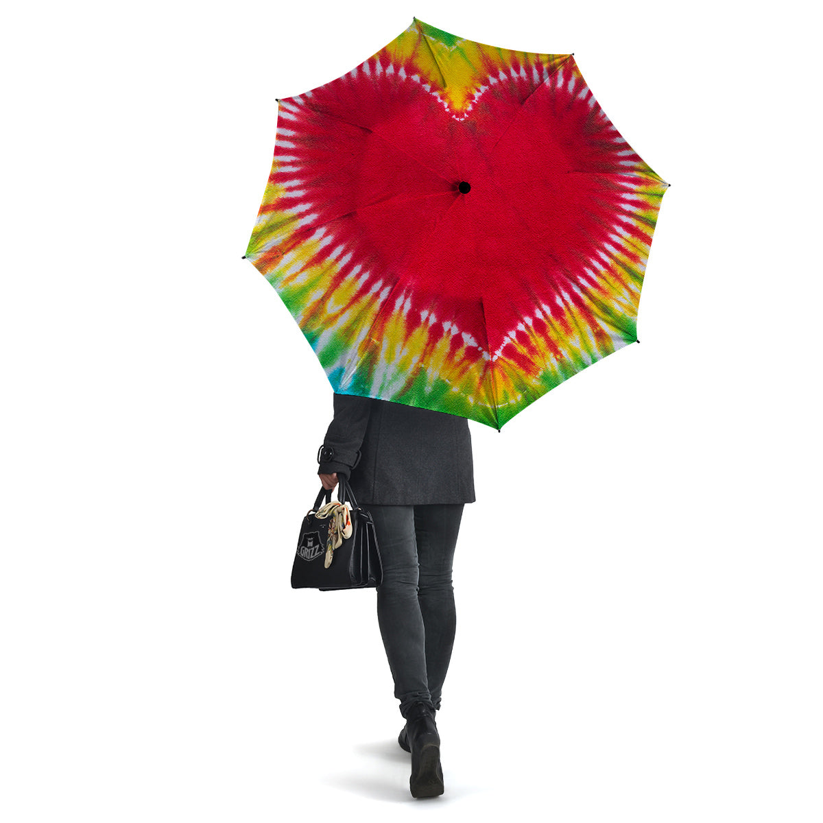 Tie Dye Colorful Heart Print Umbrella-grizzshop