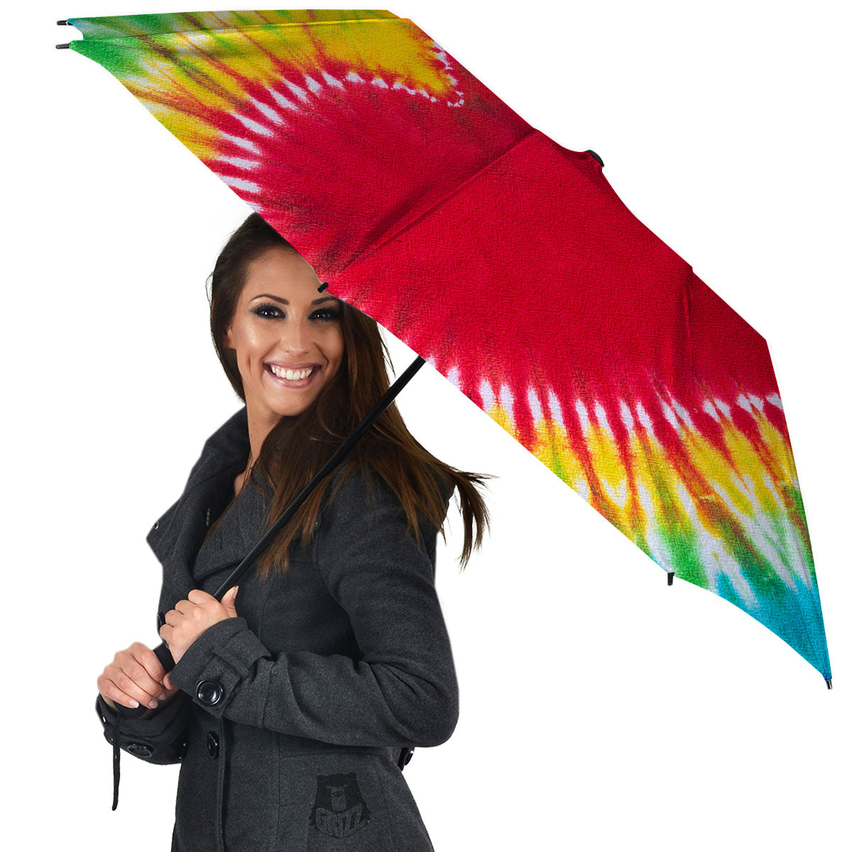 Tie Dye Colorful Heart Print Umbrella-grizzshop