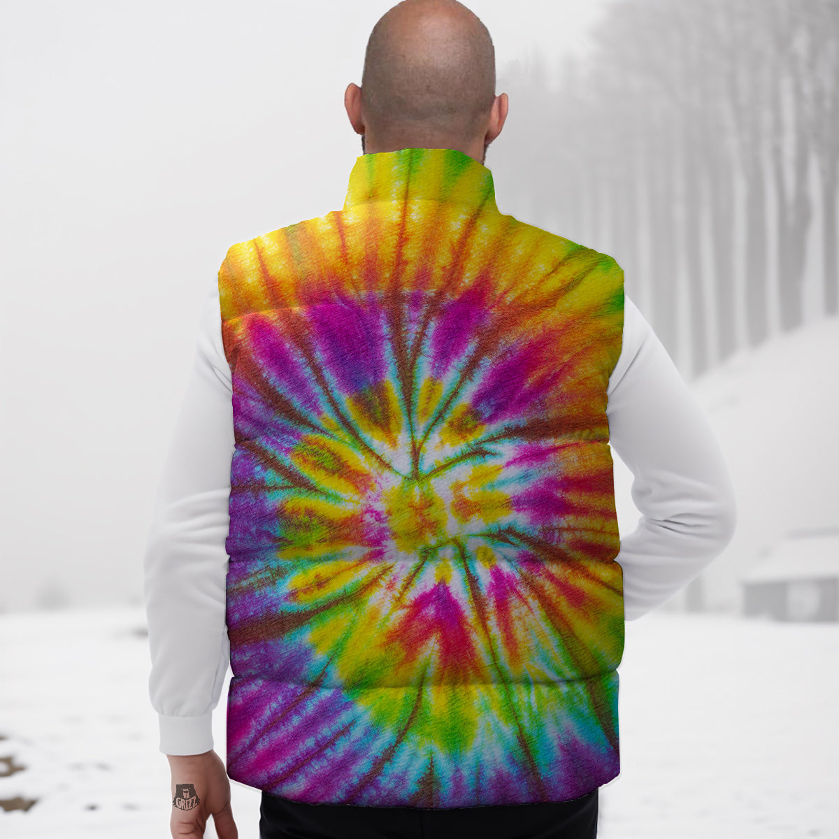 Tie Dye Colorful Hippie Print Down Vest