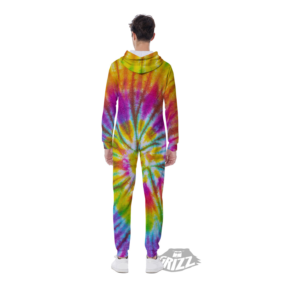 Tie Dye Colorful Hippie Print Men's Jumpsuit-grizzshop