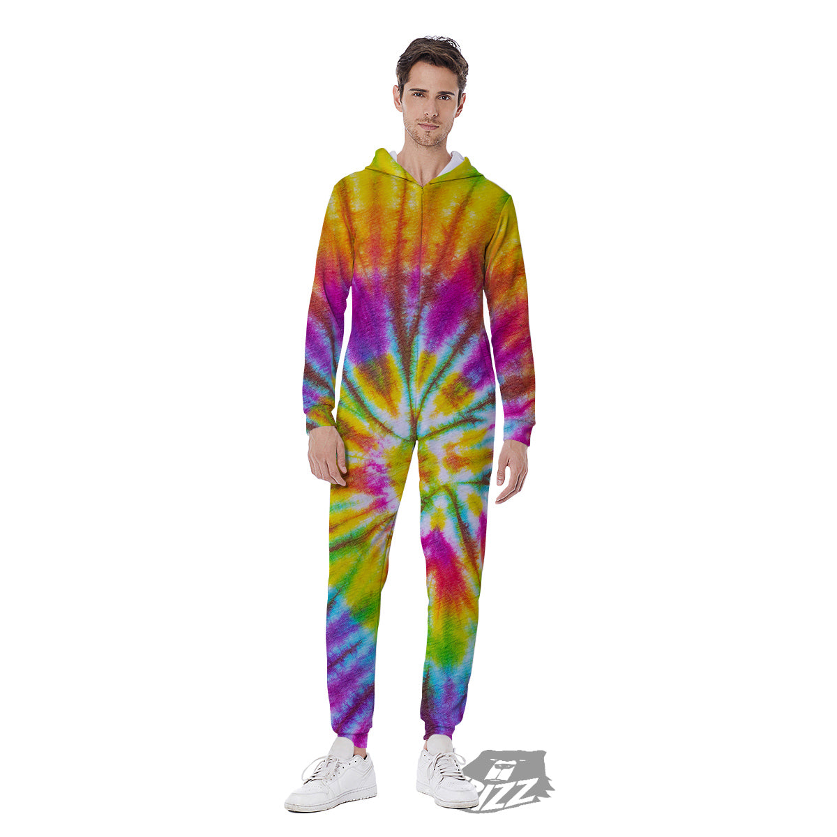 Tie Dye Colorful Hippie Print Men's Jumpsuit-grizzshop
